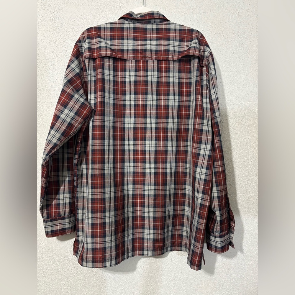 Croft & Barrow Quick Dry Long Sleeve Red Gray Men Button Plaid Shirt Sz XL Tall - Picture 2 of 11